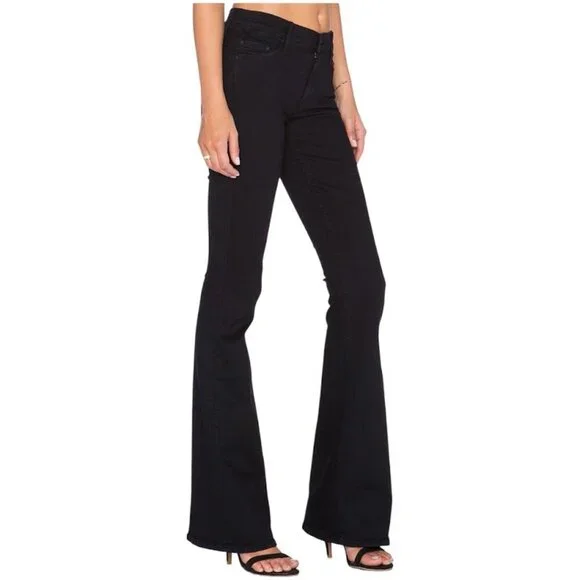Mother The Cruiser Flare Jeans In Not Guilty Size 27 Stretch Black Denim - Picture 4 of 13